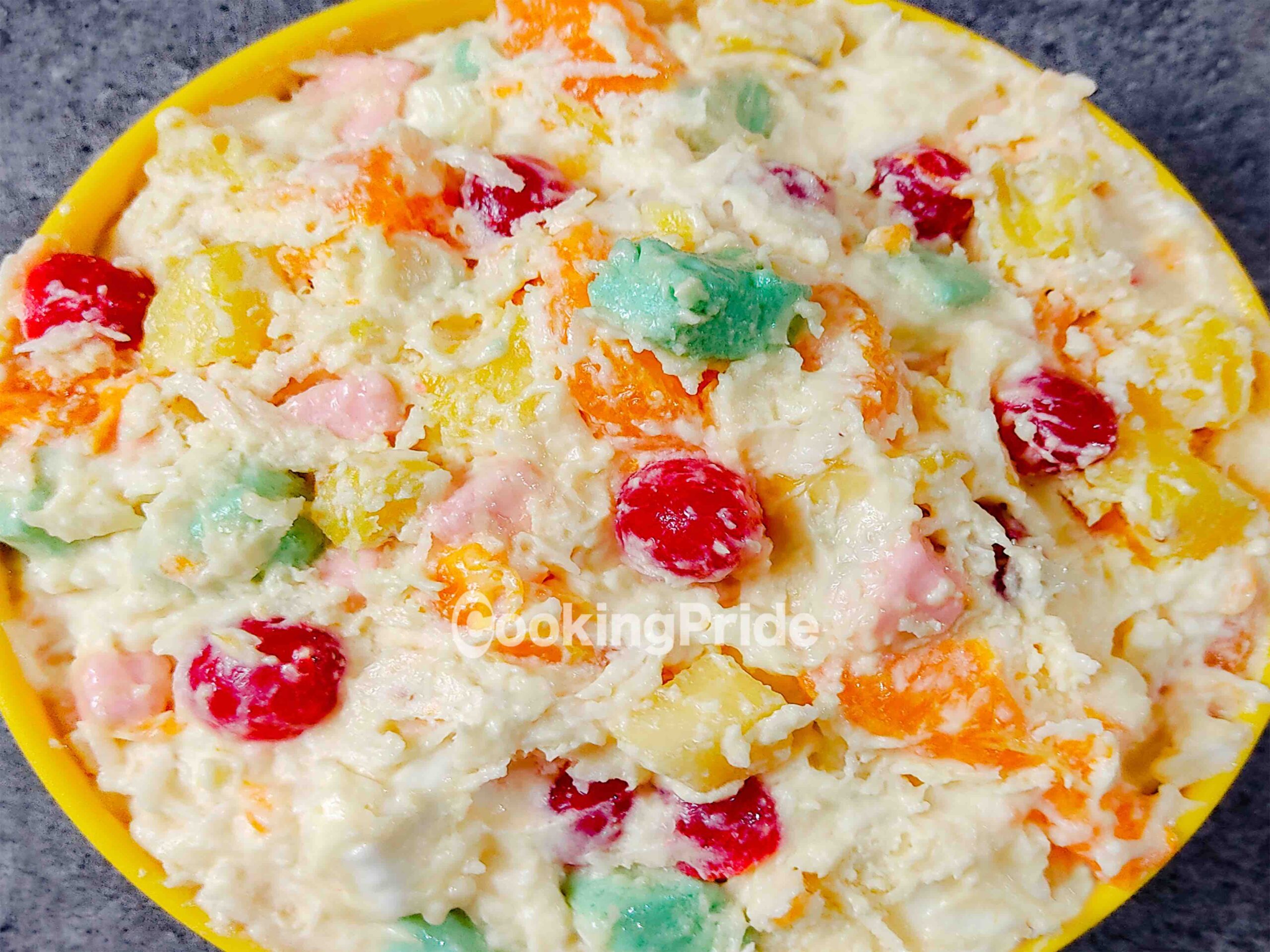 Ambrosia Marshmallow Fruit salad recipe with whipped cream and sour cream by cookingpride